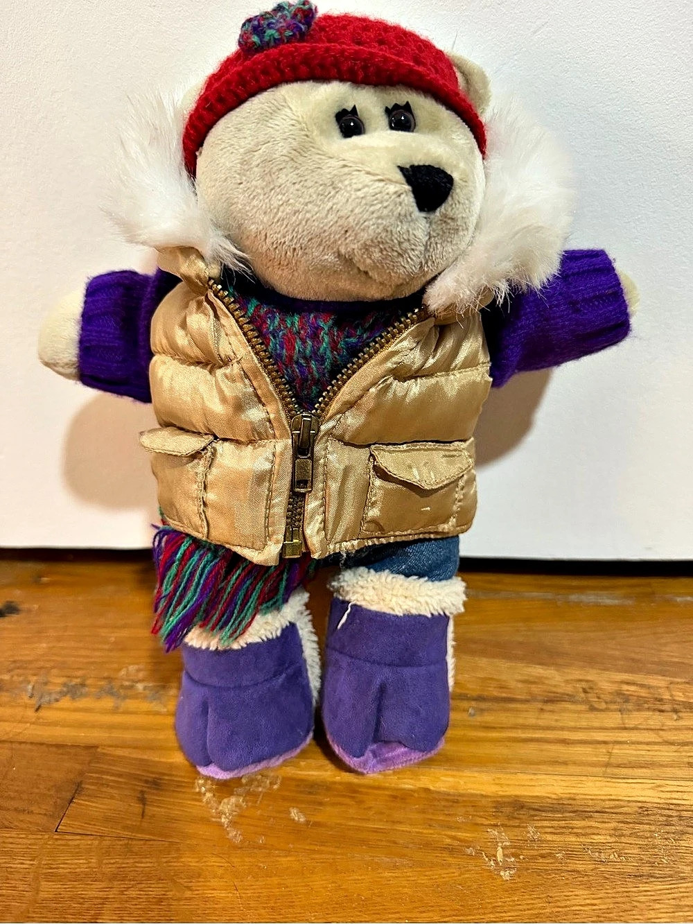 Starbucks Coffee Company Holiday Bear Plush in Purple & Gold